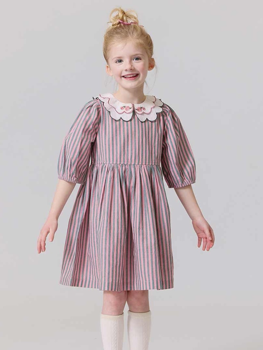 Pink Chicken Darcy Dress II Pink Green Stripe